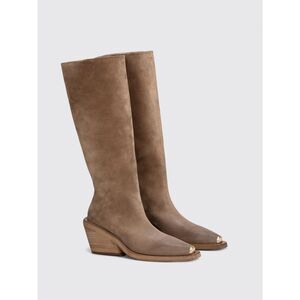 Marsell Womens Boots Suede Cowboy Block Heel Size 39/US 9 Taupe Brown